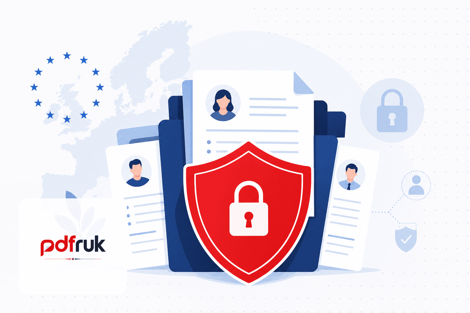 Shield protecting HR documents for GDPR-compliant PDF processing