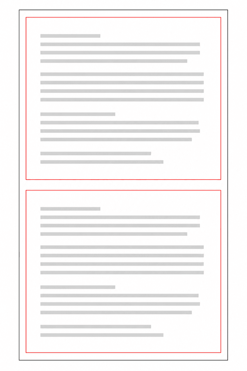 مخطط يوضح صفحتين PDF مكدستين عمودياً على ورقة طباعة عمودية